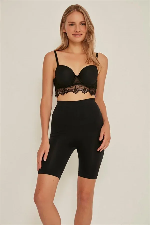 Siyah MI Emay 3005 Soft Uzun Paçalı Boxer Korse