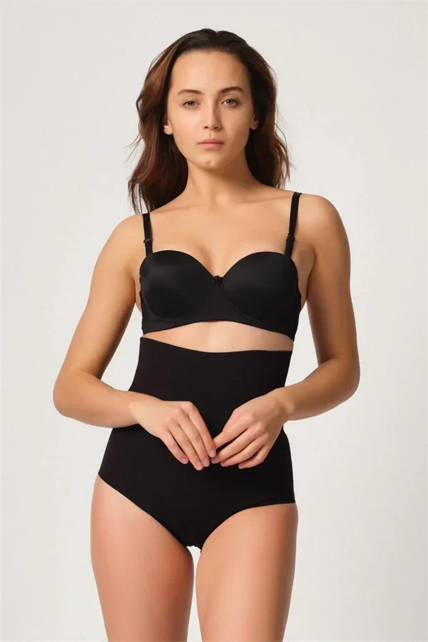 Siyah MI Emay 2708 Lazer Yüksek Bel Kesim Slip Hayalet Korse