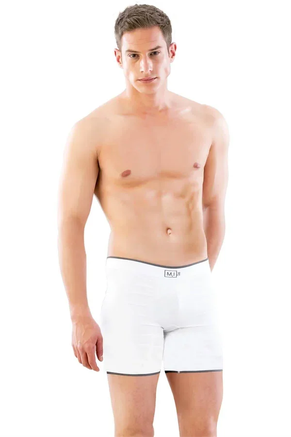 Beyaz MI Emay 2108 Seamless uzun Erkek Boxer